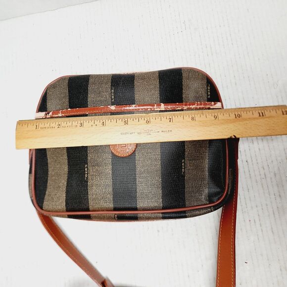 Vintage Fendi Penguin Striped Leather Shoulder Bag Multicolor Zip VTG Designer - Picture 7 of 16